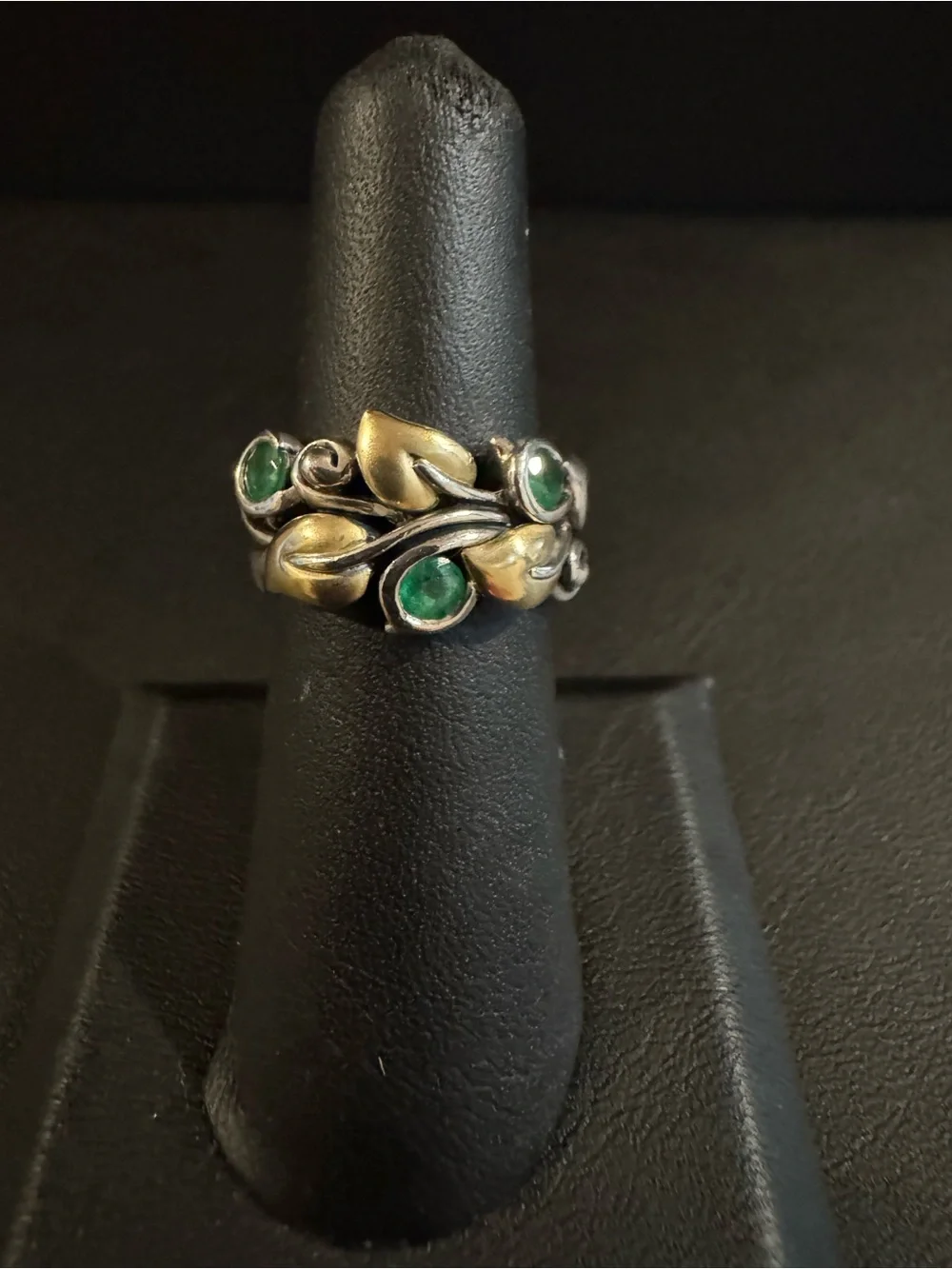 Barbara Bixby Sterling Silver & 18k Gold Emerald Ring